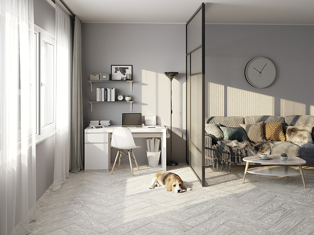 Плитка напольная керамогранит Cersanit Bristolwood серый рельеф